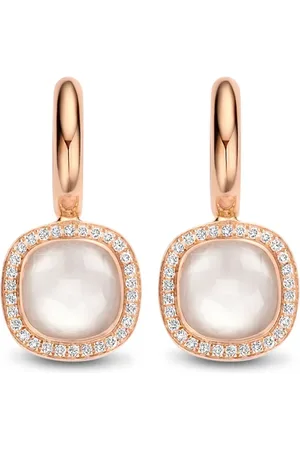 Tirisi 18kt Rotgoldhängeohrringe mit Diamant und Quarz