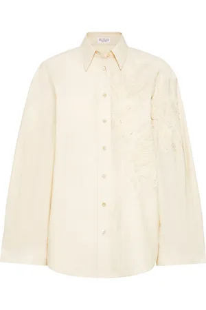 Brunello Cucinelli Hemd mit Flora-Applikation