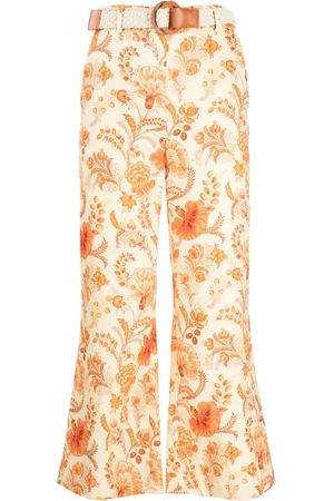 ZIMMERMANN Junie Leinenhose mit Blumen-Print