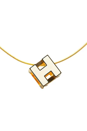Hermès 20th Century vergoldete Cage dH Cube Halskette