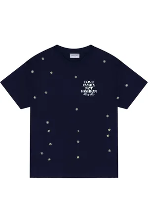 Family First T-Shirt mit Blumenstickerei