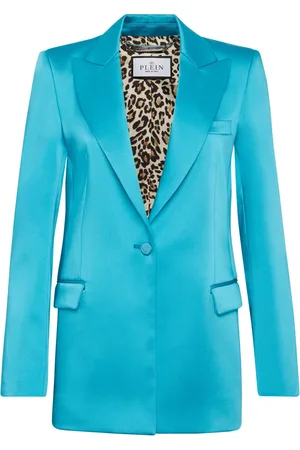 Philipp Plein Satin-Blazer mit Totenkopf-Nietenverzierung