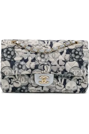 CHANEL 2016-2017 mittelgroße Classic Nylon Cat Emoticon Double Flap Schultertasche