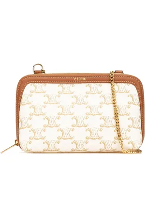 Céline 2023 Triomphe Clutch aus beschichtetem Canvas mit Kette