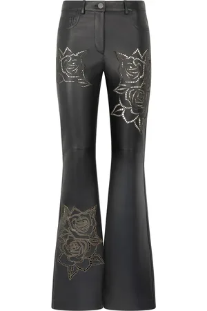 Roberto Cavalli Schlaghose mit Blumenstickerei