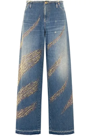 Roberto Cavalli Weite Jeans im Distressed-Look
