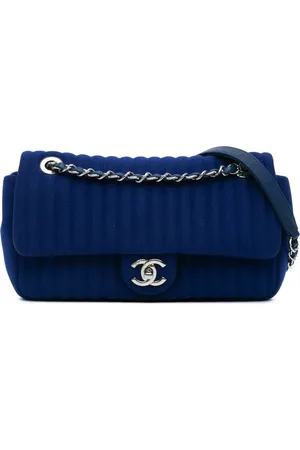 CHANEL 2016-2017 mittelgroße Vertical Chain Flap Schultertasche aus gestepptem Jersey