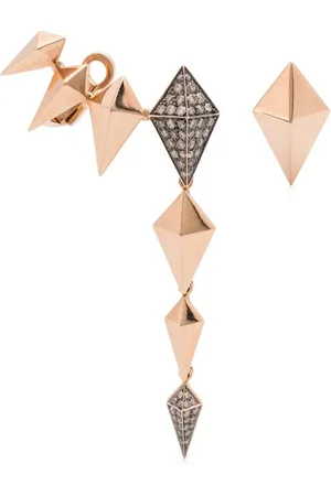 ANAPSARA 18kt asymmetrische Rotgoldohrringe mit Diamant