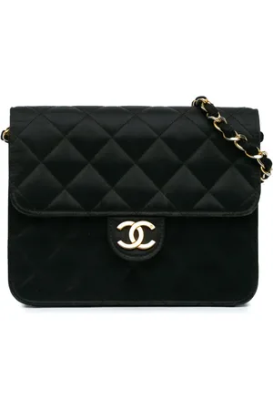 CHANEL 1986-1988 mini eckige Classic Single Flap Umhängetasche aus Satin