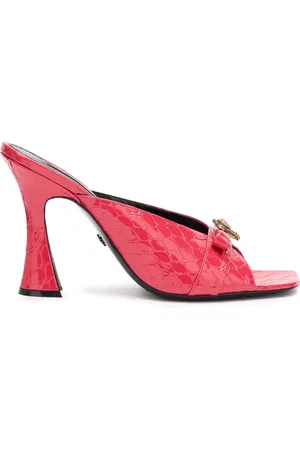Roberto Cavalli Mules in Kroko-Optik mit Monogramm
