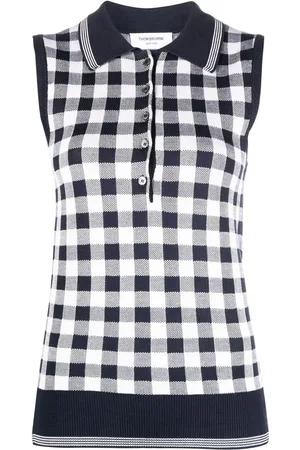 Thom Browne Ärmelloses Poloshirt mit Vichy-Karo