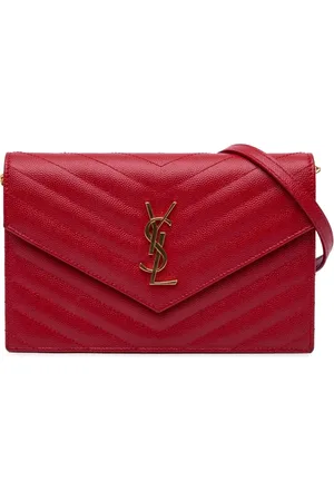 Saint Laurent 2016 Grain de Poudre Matelassé Chevron Monogram Portemonnaie mit Kettenriemen
