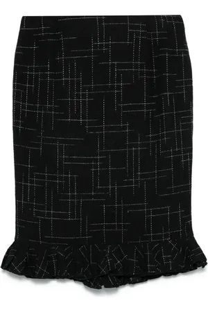 John Galliano 2000s Midirock mit abstraktem Muster