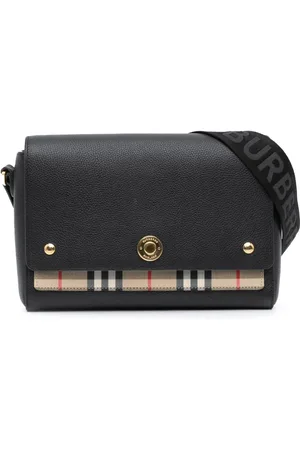 Burberry 2000-2024 House Check Note Umhängetasche aus Canvas und Leder