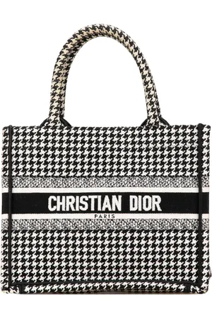 Dior 2023 kleine Book Tote Bag mit Hahnentrittmuster und Stickerei