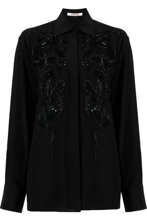 Roberto Cavalli Viskose-Hemd mit Perlenapplikation