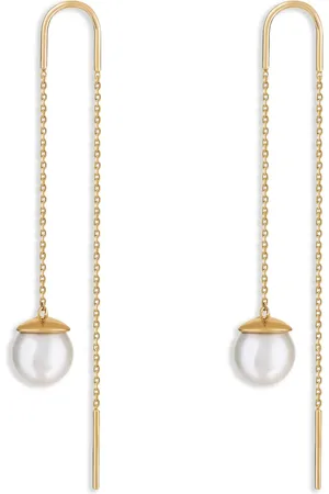 ROSEKEY 18kt Oxygen Gelbgoldohrringe mit Perle