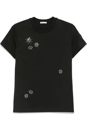 Moncler T-Shirt mit Kristallblumen
