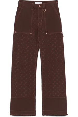 Marine Serre Twill-Jeans aus Moon-Jacquard