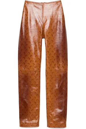 Marine Serre Lederhose mit Mond-Print