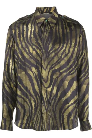 Roberto Cavalli Seidenhemd mit Tiger-Print