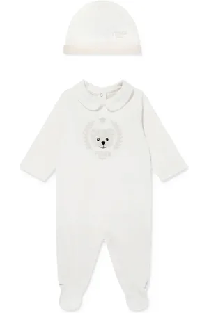 Fendi Strampler-Set mit Teddy-Stickerei