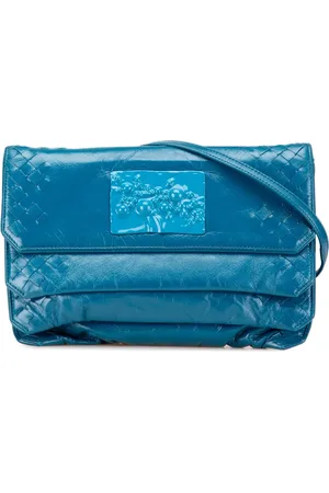 Bottega Veneta 2007-2011 Soft Intrecciato Three Flap Clutch aus Lackleder mit Riemen