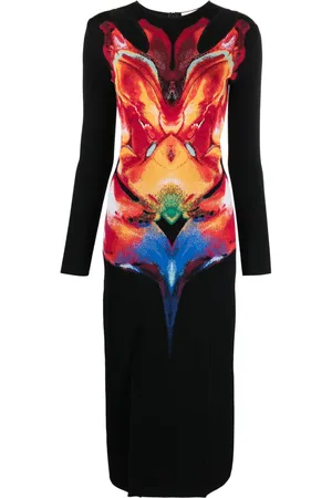 Alexander McQueen Solarised Orchid Jacquard-Kleid