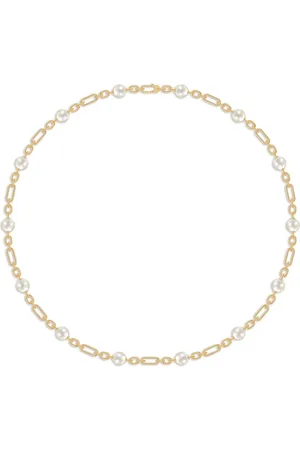 ROSEKEY 18kt Lock Your Love Gelbgoldhalskette mit Akoya-Perlen