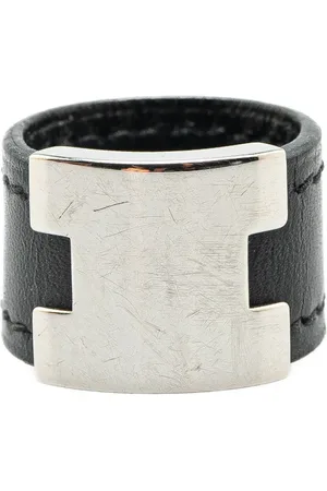 Hermès 1990-2024 palladierter Lurie Ring mit Leder