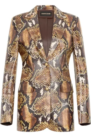 Roberto Cavalli Lederjacke in Schlangen-Optik