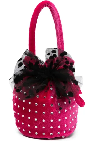 MONNALISA Schultertasche aus Samt mit Kristallen