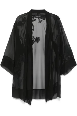 CARINE GILSON Organza-Morgenmantel mit Spitze