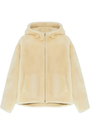 YVES SALOMON Kapuzenjacke aus Faux Shearling