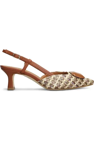 Julie Dee Slingback-Pumps aus gewebtem Raffiabast 65mm