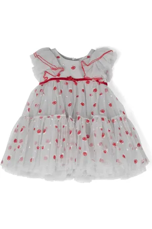 MONNALISA Ausgestelltes Kleid mit Blumenstickerei