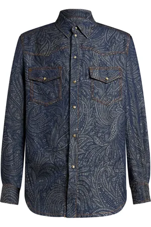 Etro Jeans-Hemdjacke mit Jacquardmuster