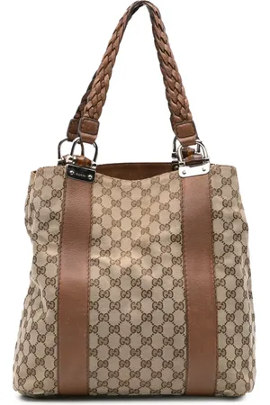 Gucci 2016-2024 große Bamboo Bar Tote Bag aus GG Canvas