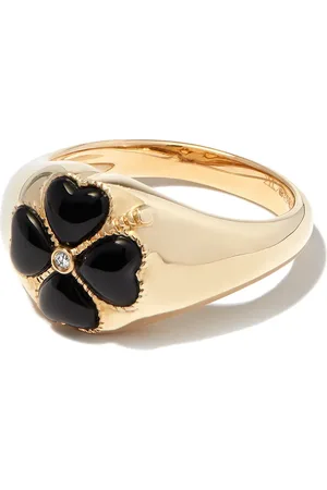 YVONNE LÉON 9kt Gelbgold-Siegelring mit Onyx und Diamant