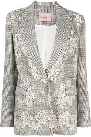 Twin-Set Karierter Blazer mit Spitze