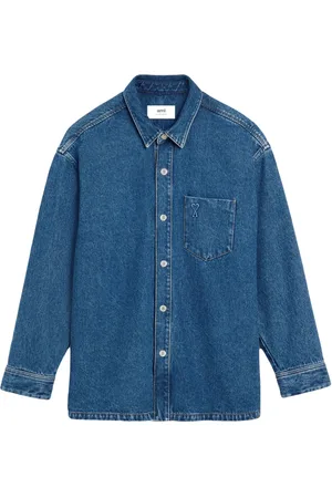 Ami Jeans-Hemdjacke mit Logo-Stickerei