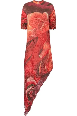 Roberto Cavalli Asymmetrisches Kleid mit Blumen-Print