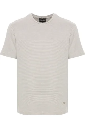 Emporio Armani Gestreiftes T-Shirt mit Logo-Stickerei