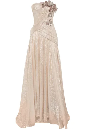 Oscar de la Renta Besticktes Orchid Abendkleid aus Seidenchiffon
