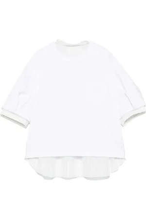 SACAI T-Shirt mit gestreiftem Einsatz