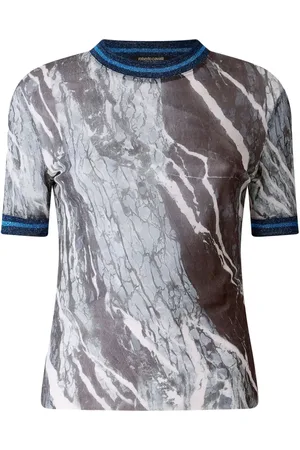 Roberto Cavalli T-Shirt mit Marmor-Print