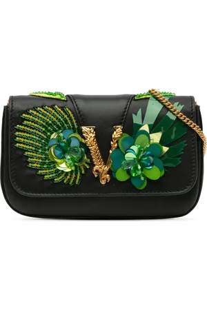 VERSACE 2000-2024 verzierte Virtus Umhängetasche aus Leder