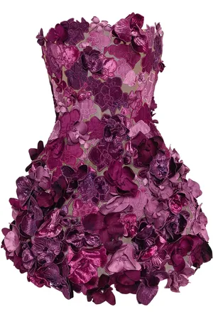 Oscar de la Renta Orchid Cocktailkleid mit Stickerei
