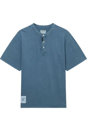 Musium Div. Jeans-T-Shirt mit geknöpftem Kragen