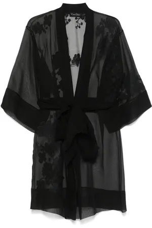 CARINE GILSON Organza-Morgenmantel mit Spitze